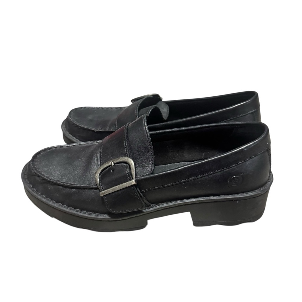Born Contessa Platfrom Loafer Buckle Women's Black Leather Casual Shoe Size 8 - Picture 3 of 7